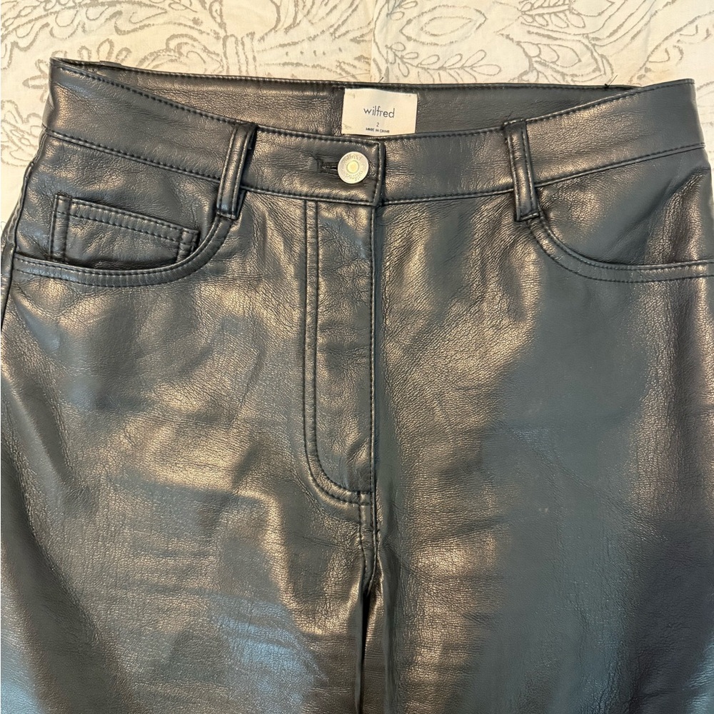 Aritzia Black Faux Leather Pants